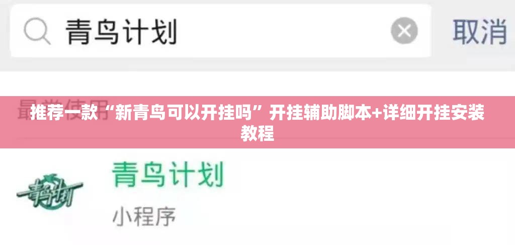 推荐一款“新青鸟可以开挂吗	”开挂辅助脚本+详细开挂安装教程