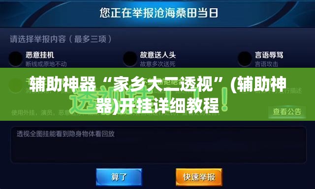 辅助神器“家乡大二透视	”(辅助神器)开挂详细教程