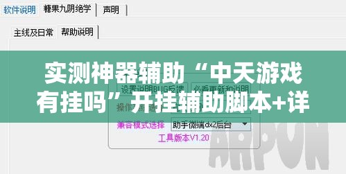 实测神器辅助“中天游戏有挂吗”开挂辅助脚本+详细开挂安装教程